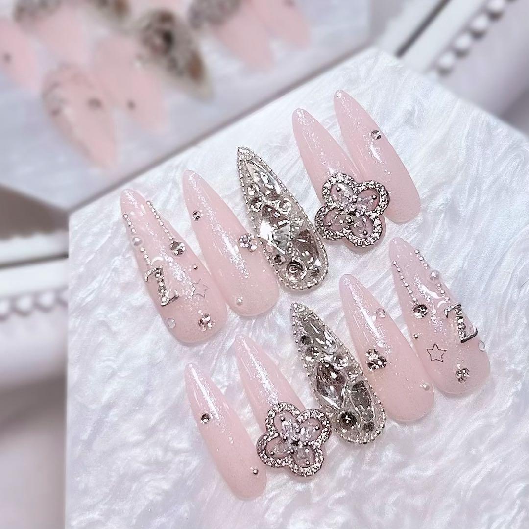 ネイルチップ 量産型 ピンクネイル ちゅるん スナ系 オタクネイル