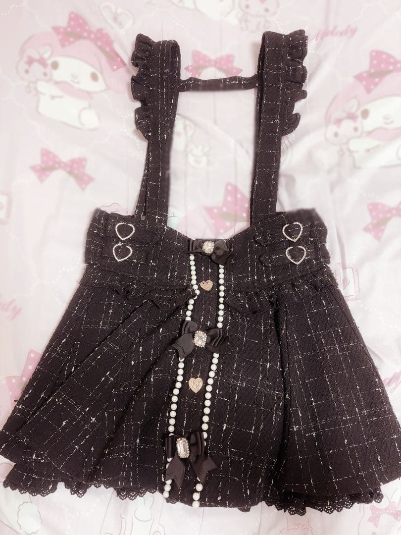 ♥ lizlisa リズリサ ツイードサスペンダー スカパン ブラック - メルカリ