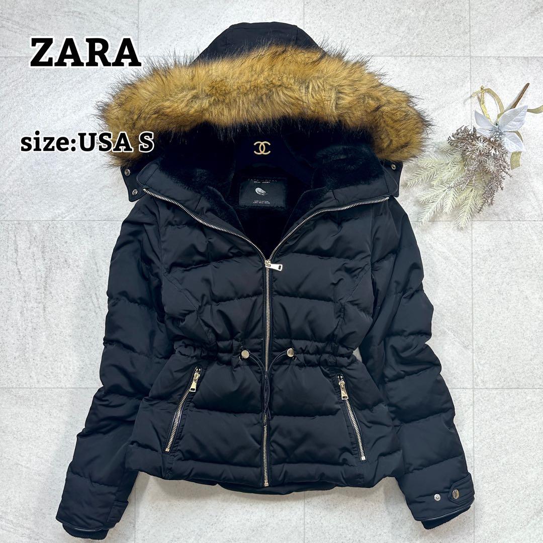 美品【ZARAWOMAN】ダウンジャケット フード ファー付 Aライン ボア