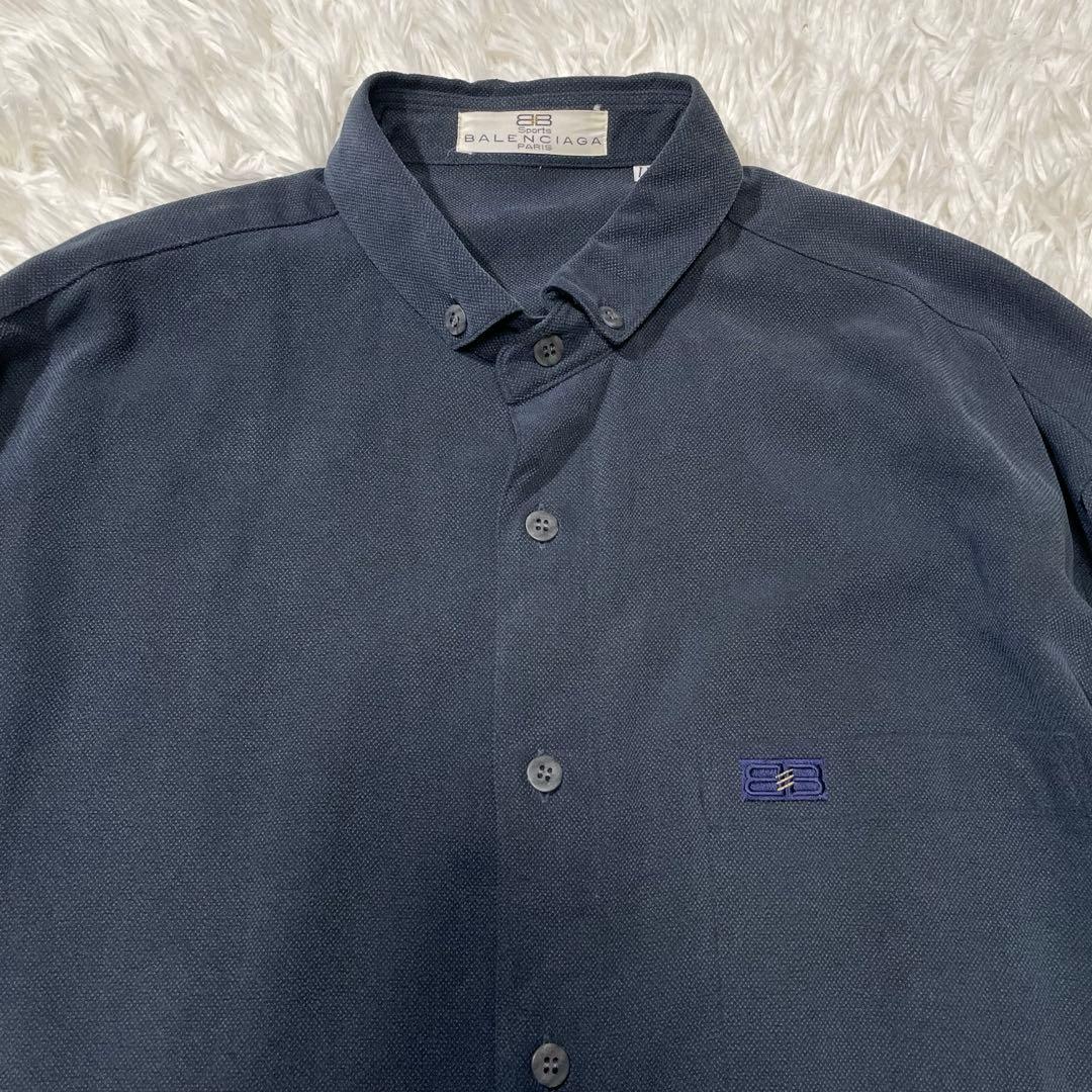 美品 バレンシアガ スポーツ 長袖 シャツ ネイビー 大きいサイズ