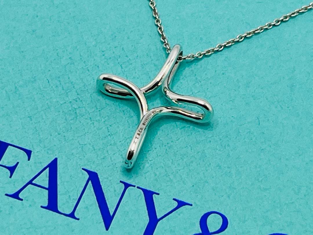 c717 美品 ティファニー インフィニティ クロス ネックレス シルバー