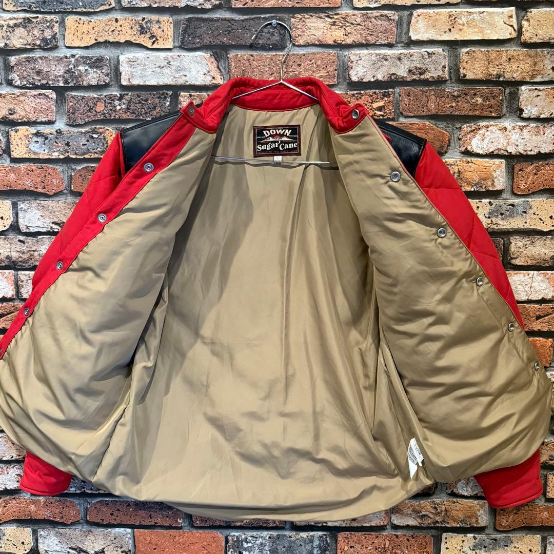 SUGAR CANE コットンニューロン レザーヨーク ダウンジャケット レッド