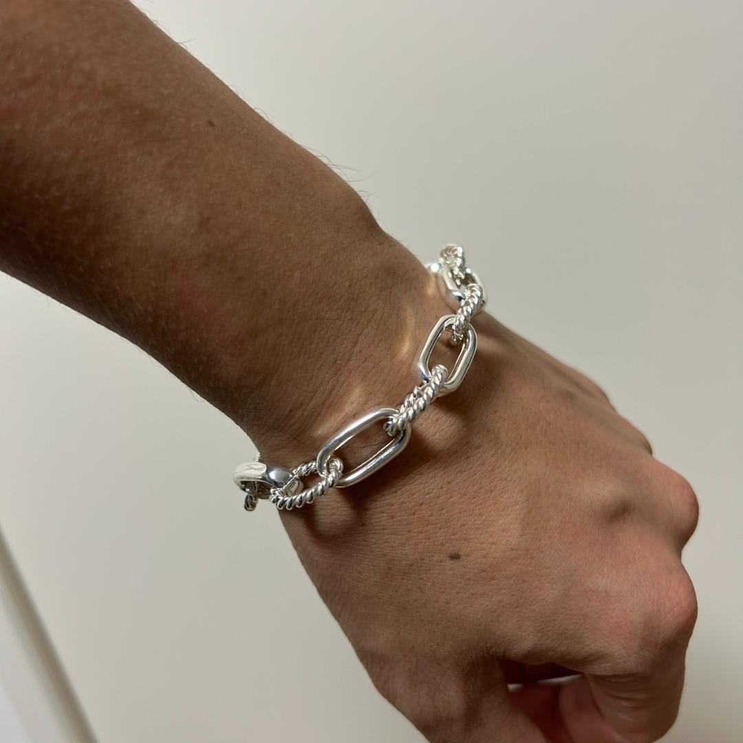 メキシコ製 シルバー925 ツイスト×オーバルチェーン ユニセックス タスコ