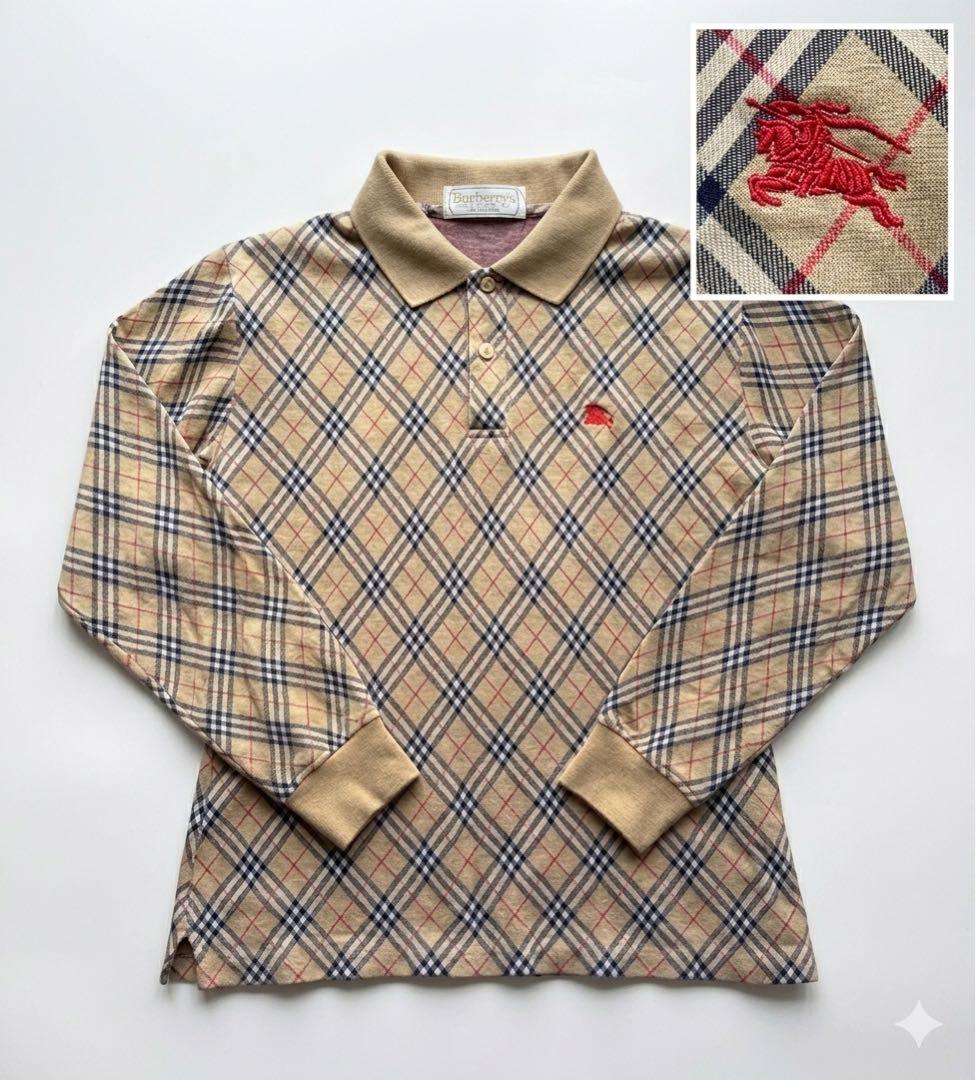 美品】 Burberry ポロシャツ ノバチェック ホースロゴ 刺繍 金タグ