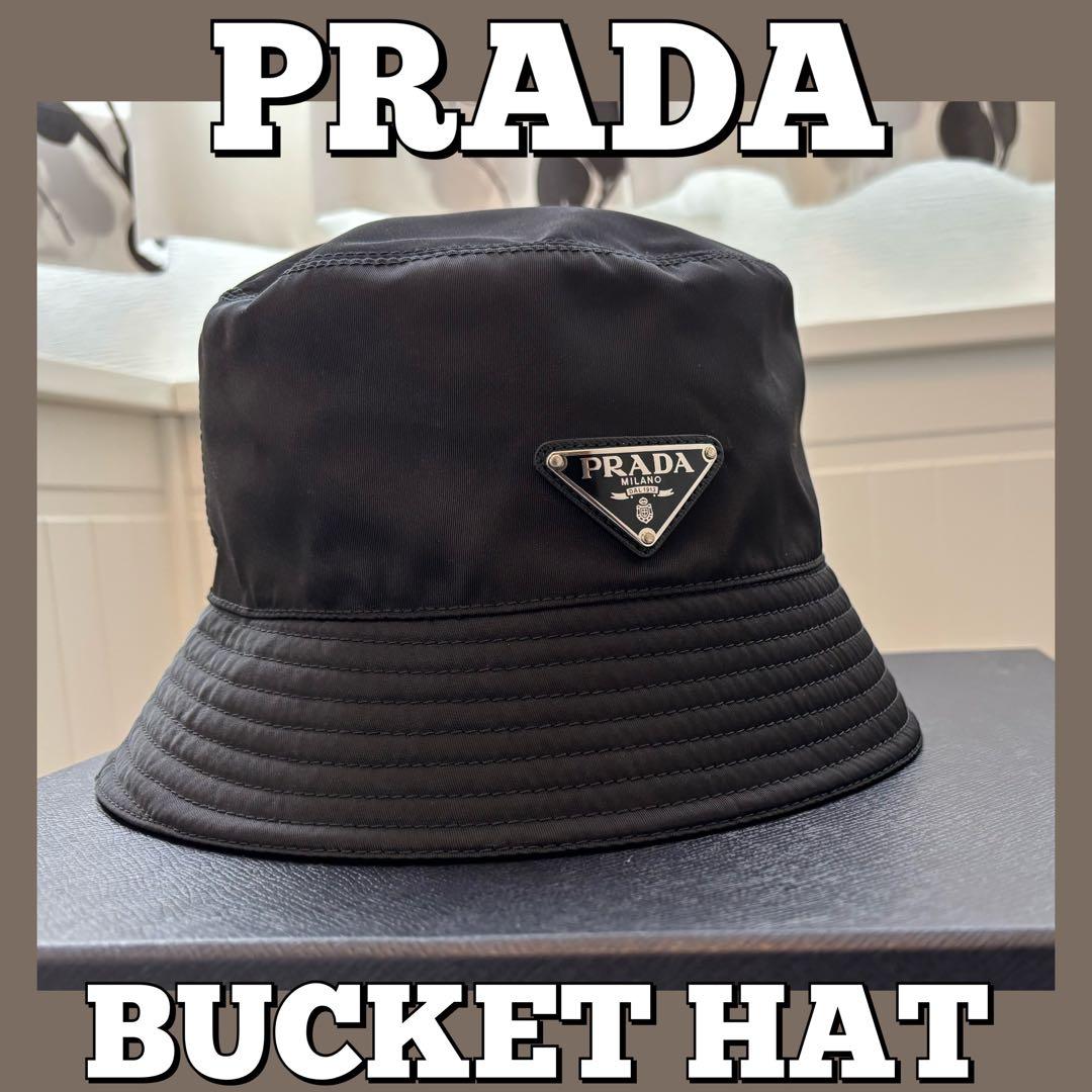 ★PRADA★プラダ/バケットハット/フェドラ/帽子/トライアングル/黒/バケハ