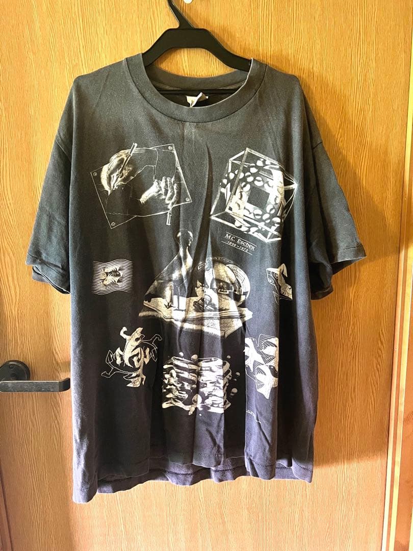 ka--zu様　90's エッシャー　マルチプリントT 90'S M.C.ESCHER Multi Print T-Shirts Made in USA WHITE/L