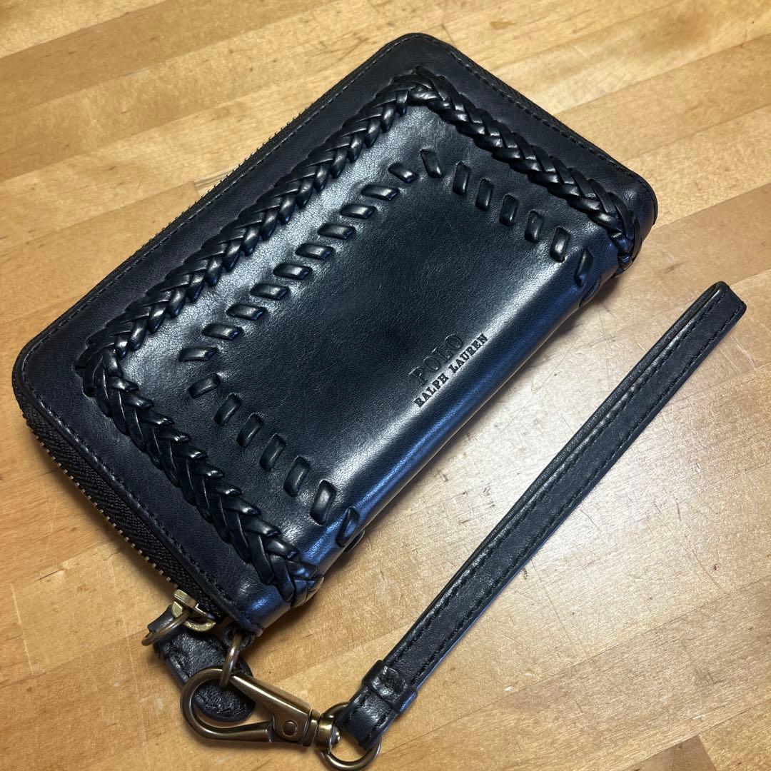 最終値下げ　Polo Ralph Lauren ブラック財布　本革 POLO RALPH LAUREN（紳士雑貨） 【N Soft Shrink】ラウンドファスナー