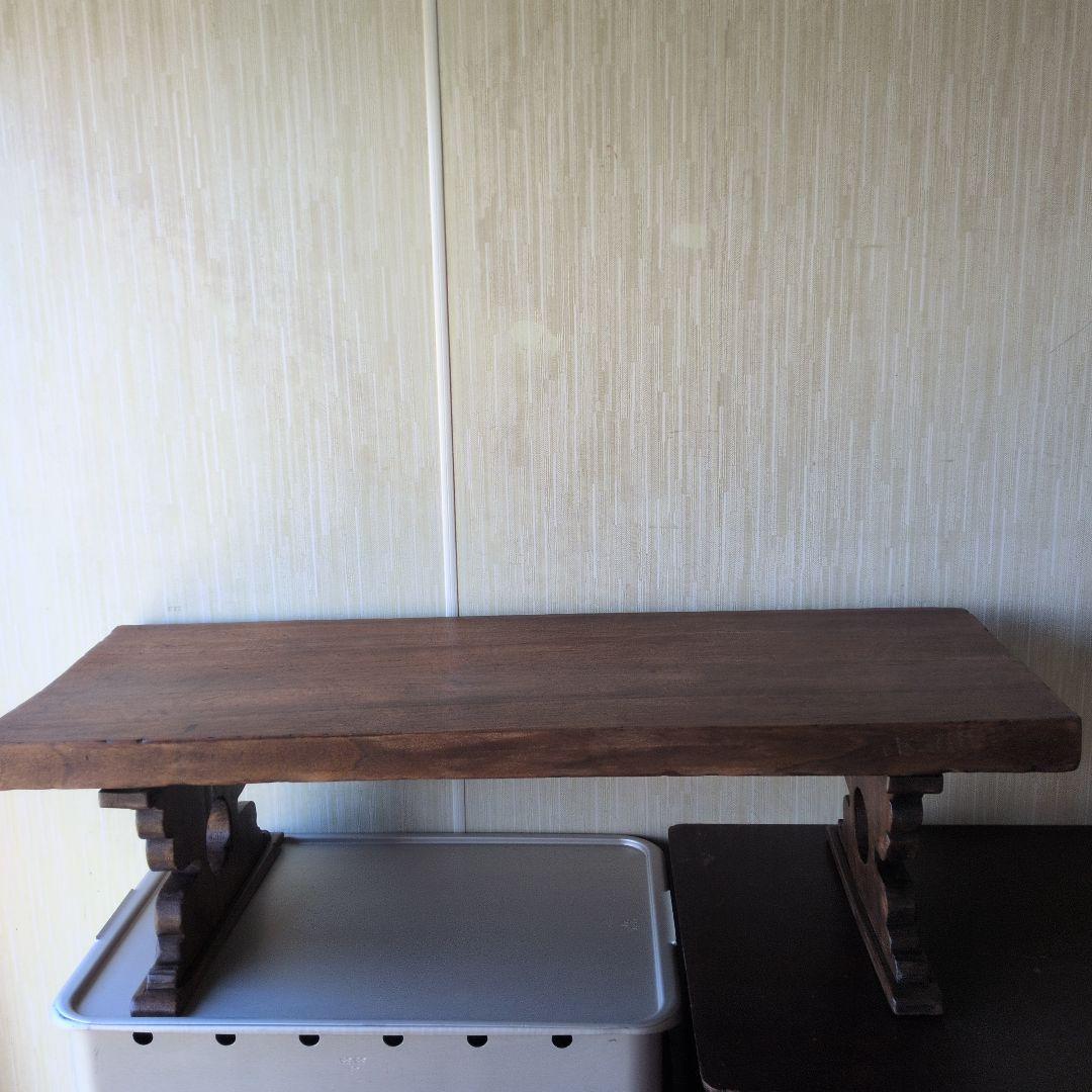 ブロカント古道具アンティーク重厚な経机 天板厚　5センチ　ローテーブル Amazon.co.jp: RASIK ローテーブル 机 単品 幅105cm ヴィンテージ