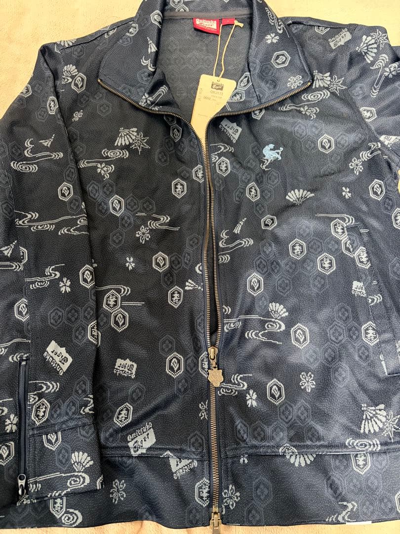 未使用 オニツカタイガー 和柄トラックトップ L ジャージ 刺繍ロゴ