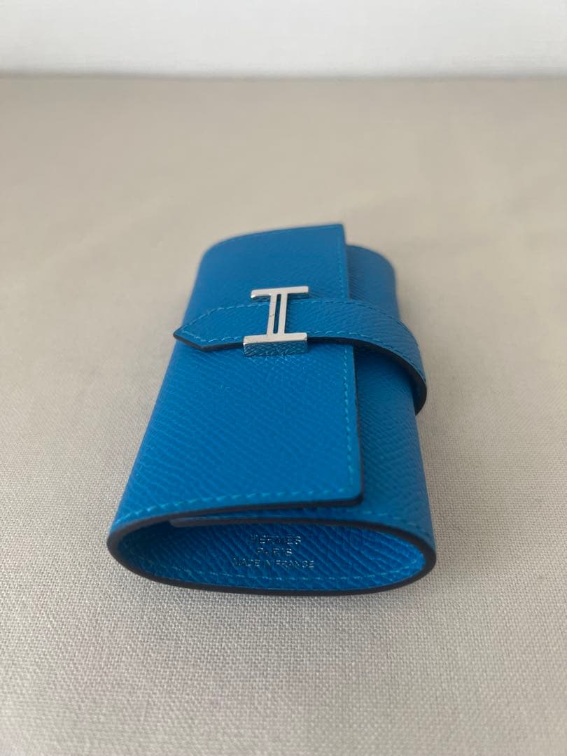 【美品】HERMES エルメス　べアン 4連キーケース　ブルー　W刻印