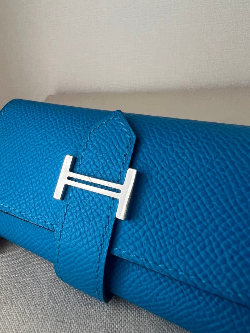 【美品】HERMES エルメス　べアン 4連キーケース　ブルー　W刻印