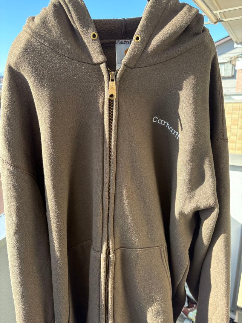 Carhartt カーハート ブラウン ジップアップパーカー 肉厚 刺繍 L