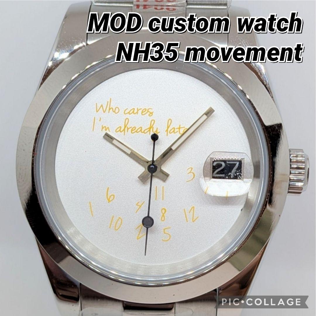 新品【NH35 MOD カスタム 自動巻 腕時計】 白 金 黄色 黒 - メルカリ