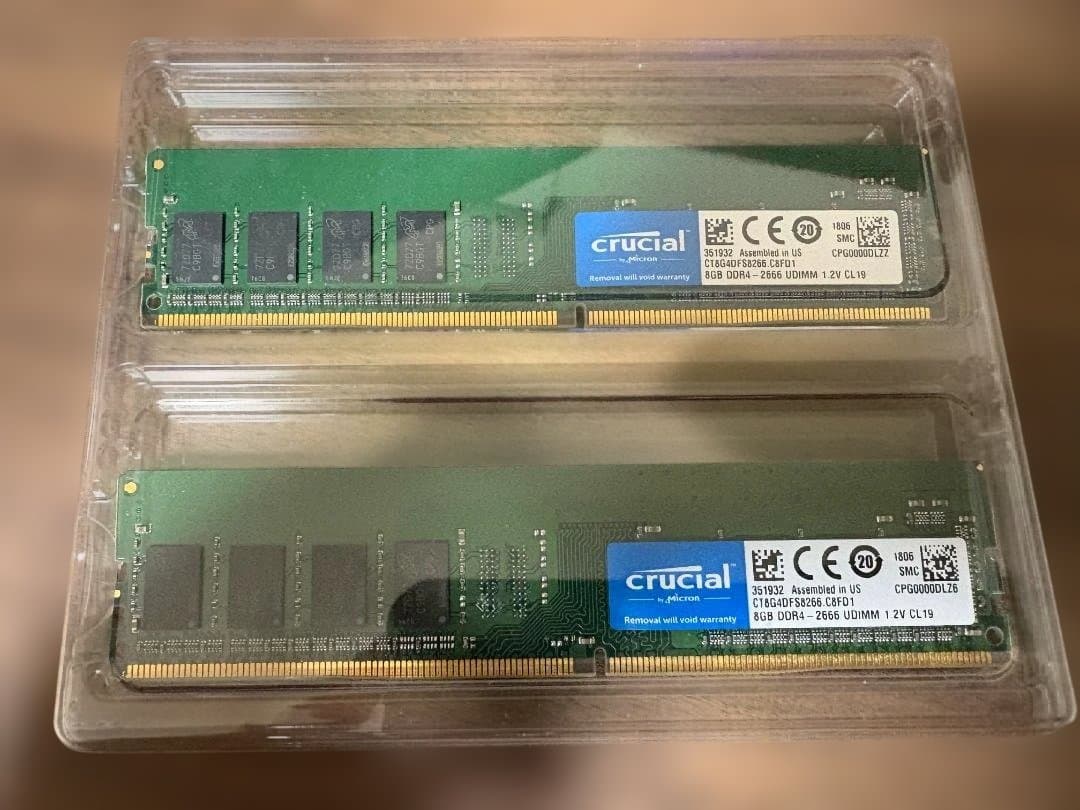 crucial DDR4 2666MHz 8GB×2枚 16GB Crucial 16GB Kit (8GB x 2) DDR4 2666 MT/s (PC4-21300) UDIMM 288