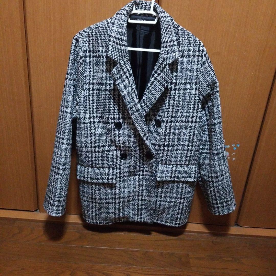 チェック柄 ダブルブレストジャケット - メルカリ