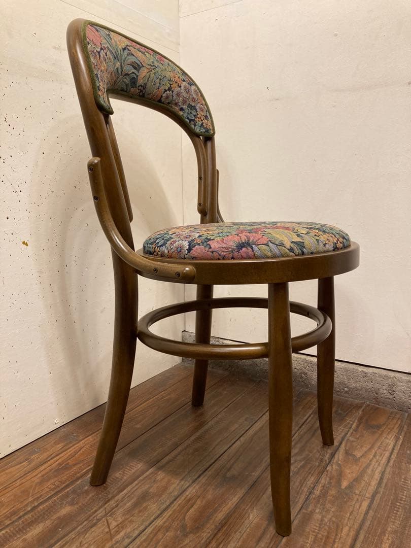 秋田木工 曲木椅子 ゴブラン織 カフェチェア スツール アンティーク