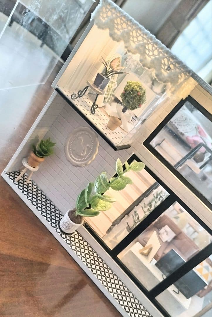 完成品* ドールハウス 2階建て サンルーム ベビー サンテラス カバー付き