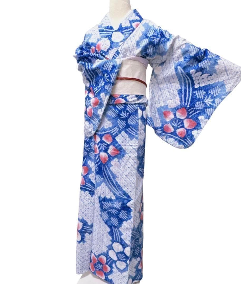 A63有松鳴海絞り 高級浴衣 花 綿 美品 手縫い仕立て - メルカリ