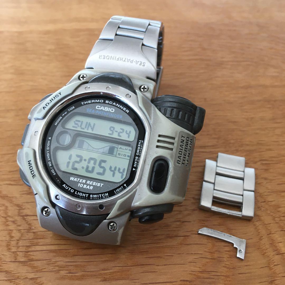 希少】金属ベルト CASIOシーパスファインダー SPF10 温度測定付き