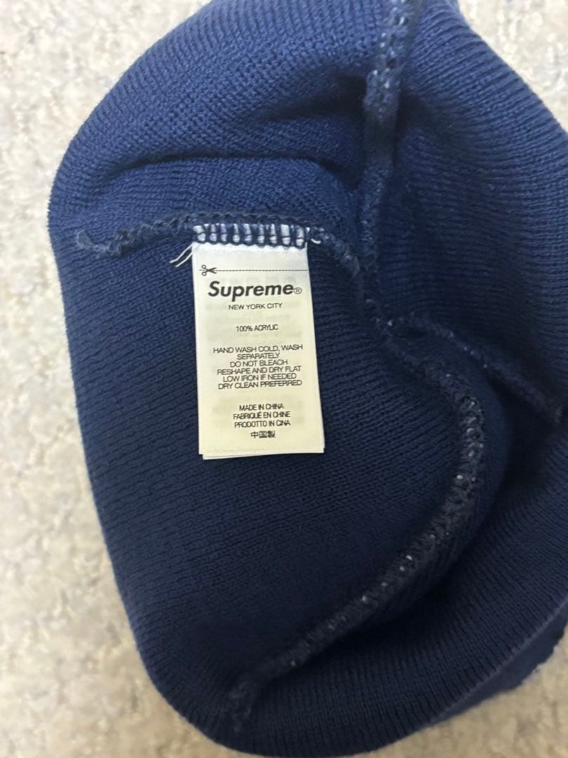 Supreme バンダナ柄 ニット帽 ネイビー