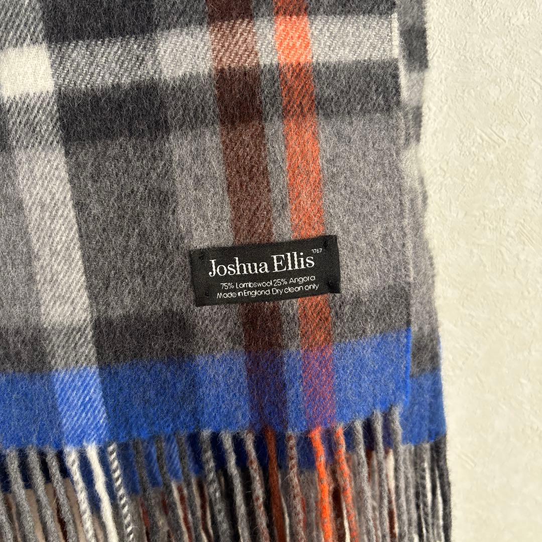 Joshua Ellis ストール　大判　アンゴラ　ウール　グレー　チェック