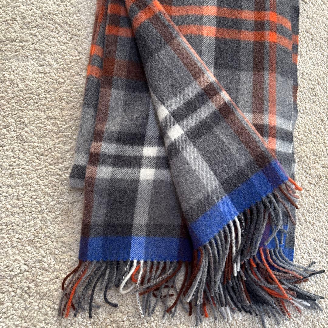 Joshua Ellis ストール　大判　アンゴラ　ウール　グレー　チェック