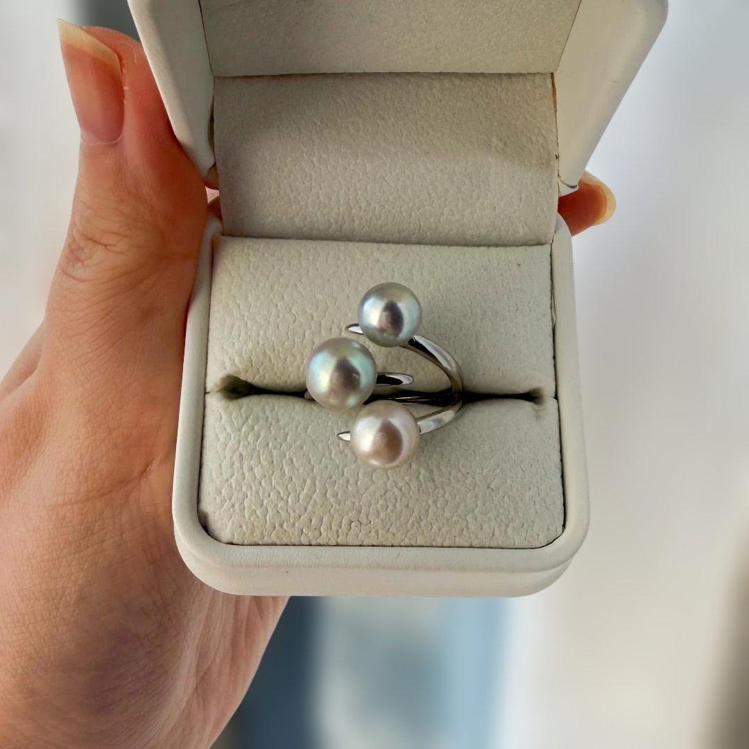 特✨希少アコヤ真珠 真多麻 3連パールリング SILVER925 | p.l.o - メルカリ