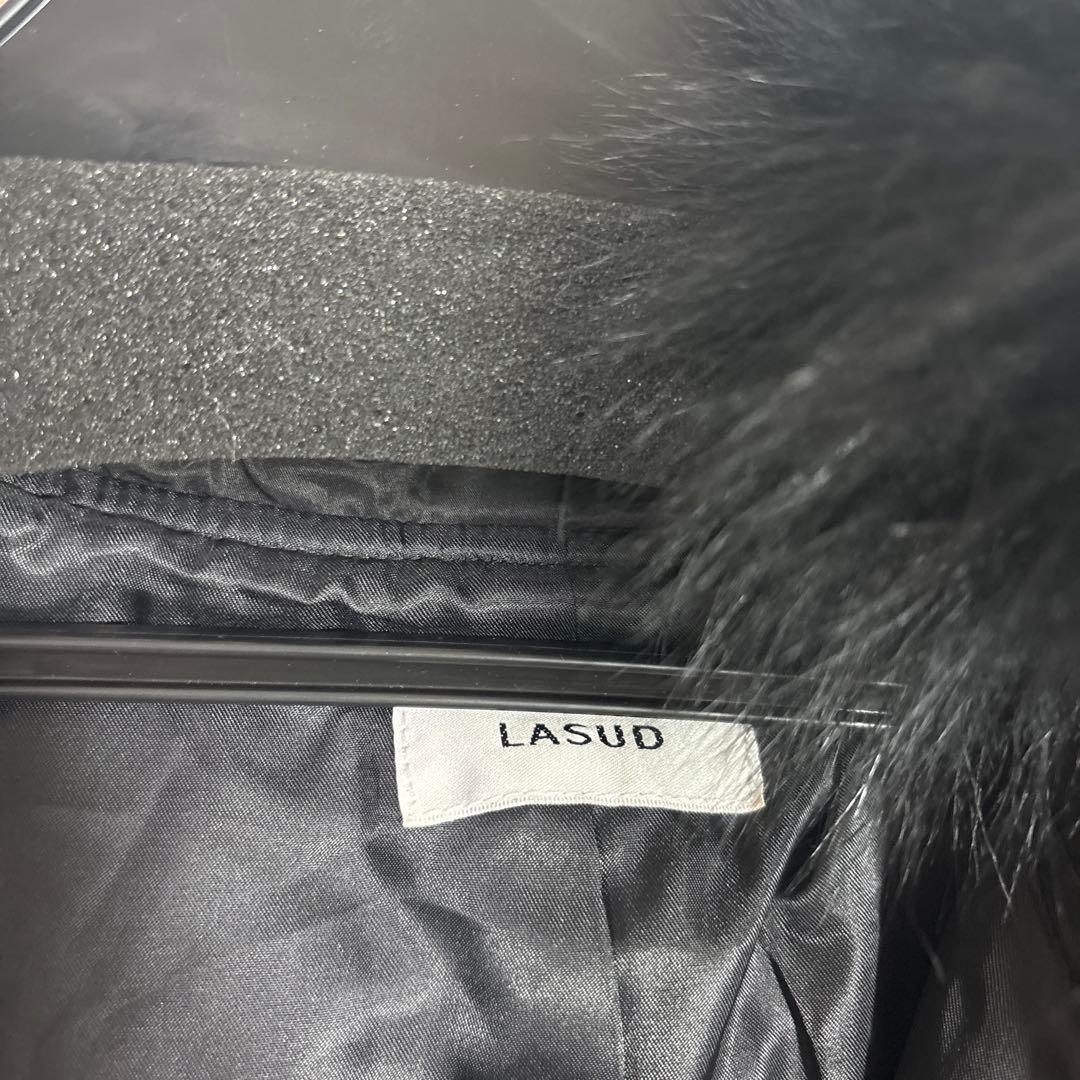 LASUD ファーボアコート ブラック 未使用品 サイズ9号 定価34000円