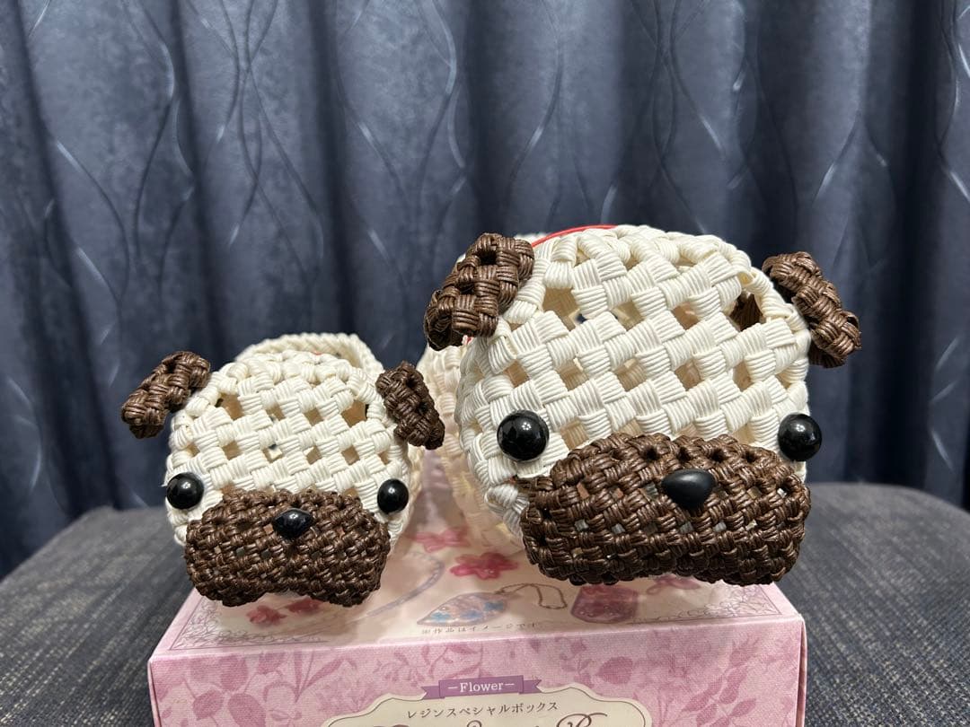happychan様専用です。パグ犬 エコクラフト クラフトバンド 小物入れ