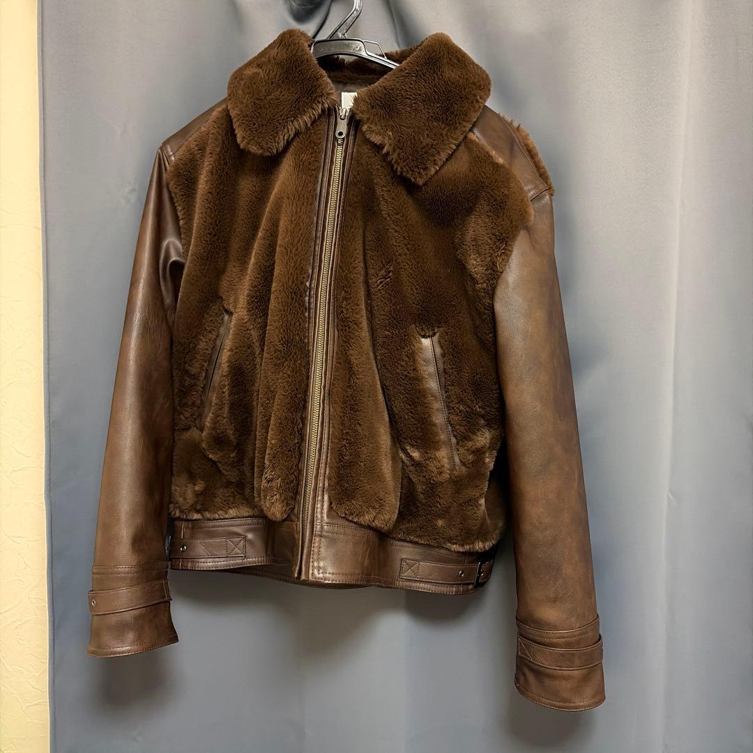 SLY ブラウン レザーファージャケット - メルカリ