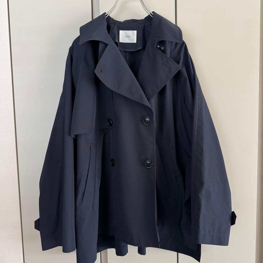 【お値下げ】IENA ポプリンオーバーショート 38 ネイビー 追加》PE/ポプリンオーバーショートコート（その他ブルゾン／アウター