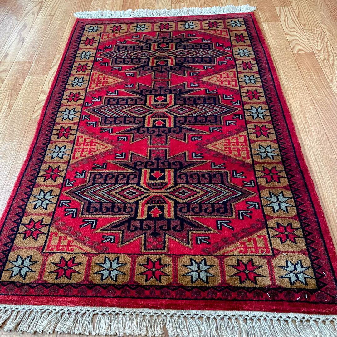 バルーチ産 玄関マット ペルシャ絨毯 本物 手織り トライバルラグ