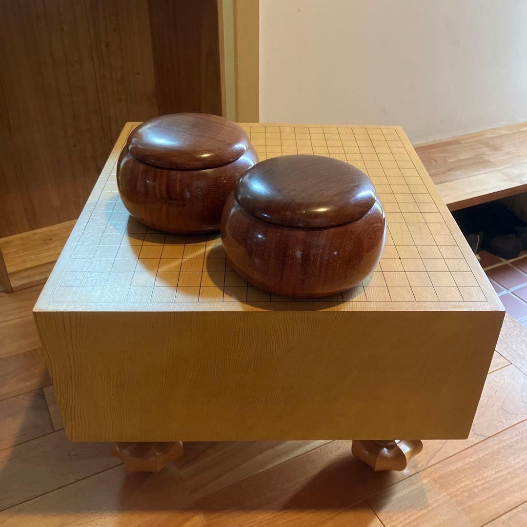 木製囲碁盤セット 初心者の木製囲碁入門セット※木製新桂13路9路盤・プラスチック碁石椿