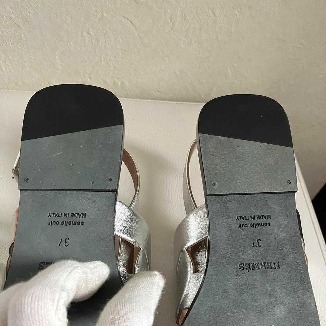 未使用級 HERMES エルメス グレース サンダル バイカラー 37 24㎝