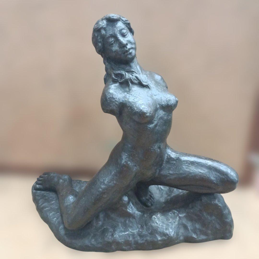 M*i様 ４２4５）樹脂製ブロンズ風の裸婦像　銘あり　高さ約４０ｃｍ