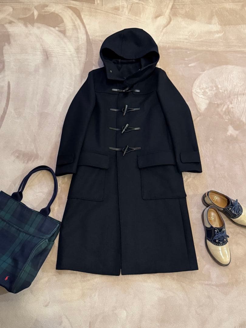 美品 08sircus カシミヤ混 大人 上質 ロングコート 牛革トグル黒 紺 COLLEZIONE (コレツィオーネ) カシミヤ100％ 無地 シングル ロング