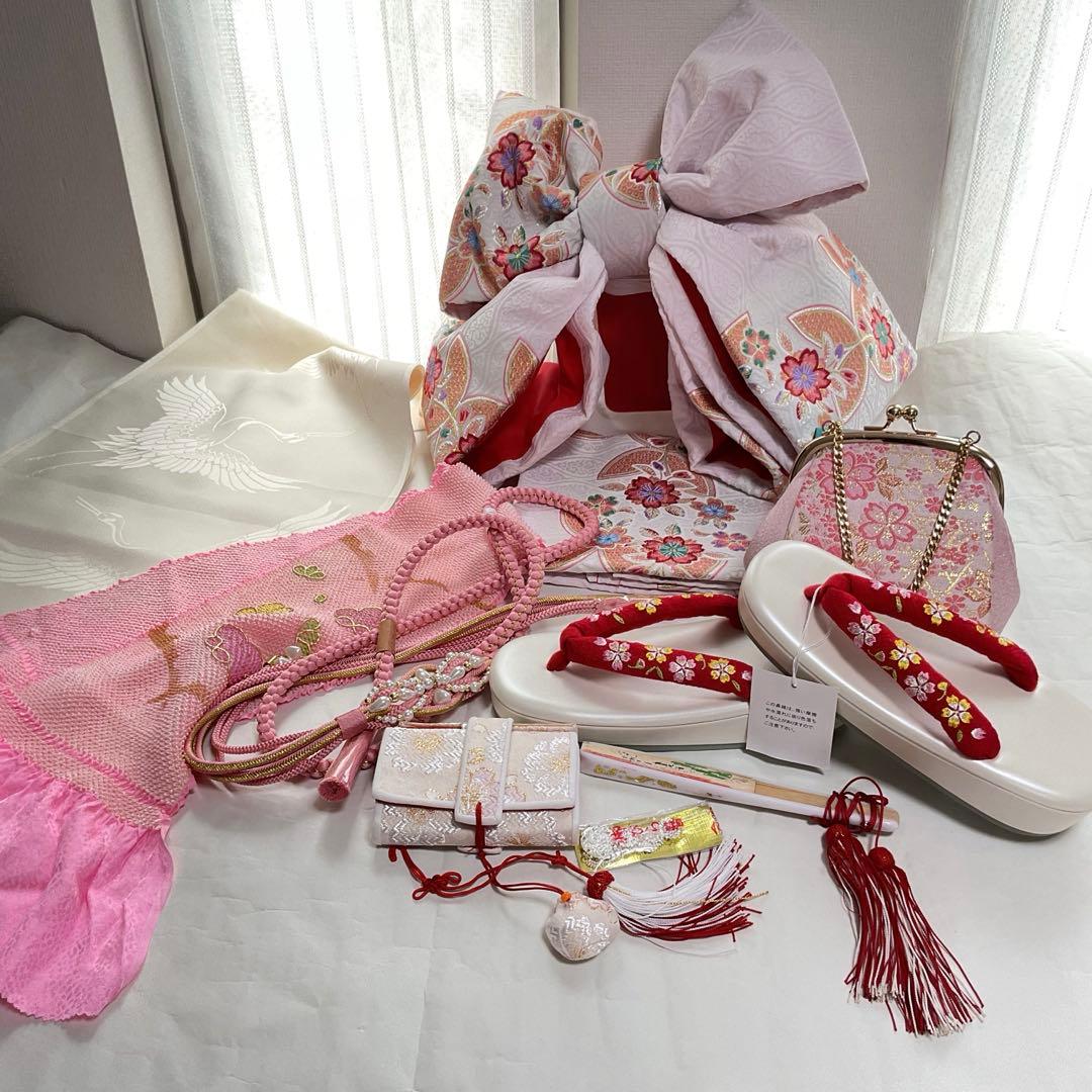 アリエルNo.43 -B 七五三　7歳 正絹着物セット　　ピンク