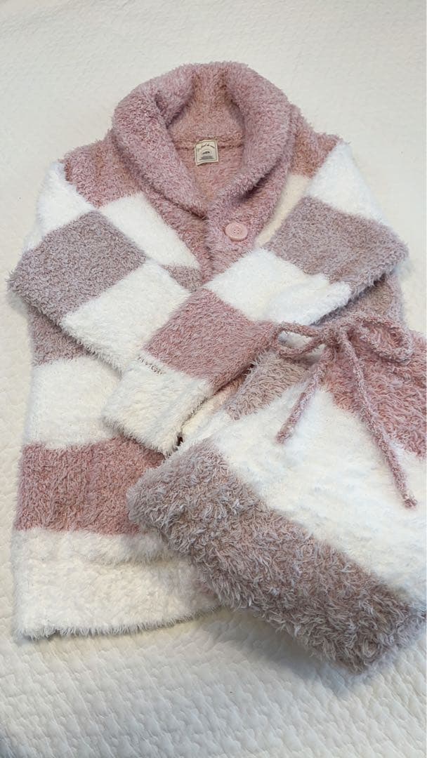 ◆試着のみ◆ジェラピケ ジェラートピケ ルームウェア 上下セット ピンクボーダー gelato pique（ジェラートピケ） ジェラートランダムボーダーパーカー