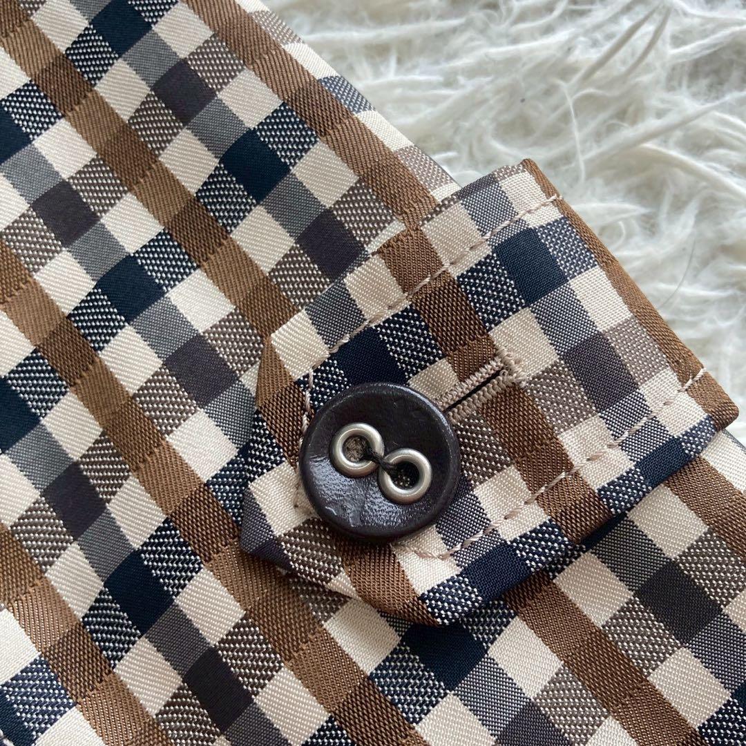 《良品》 Aquascutum チェック柄コート ブラウン 9号 キレイめ