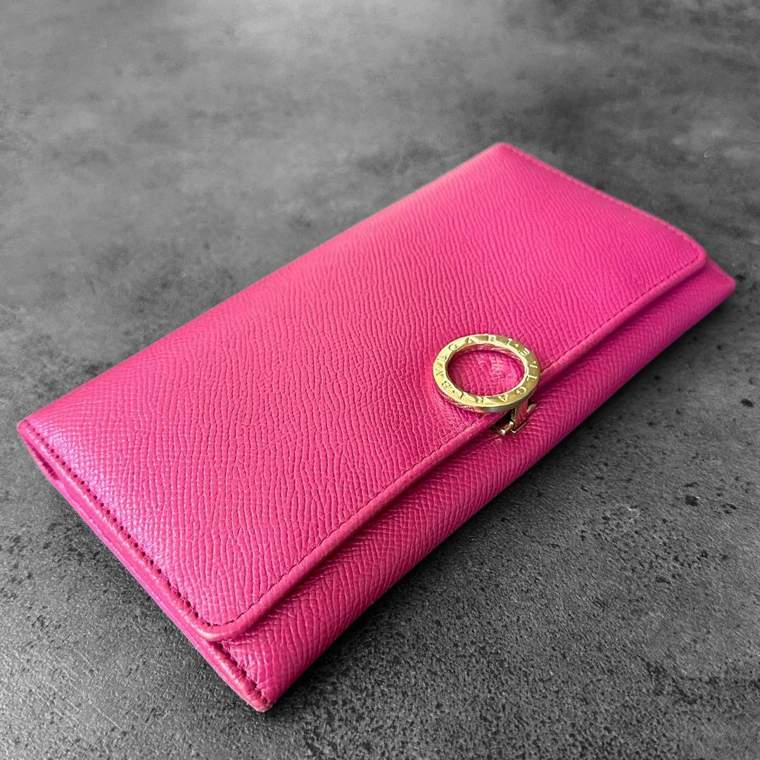 希少✨BVLGARI ビーゼロワン　サフィアーノレザー　二つ折り長財布　ピンク