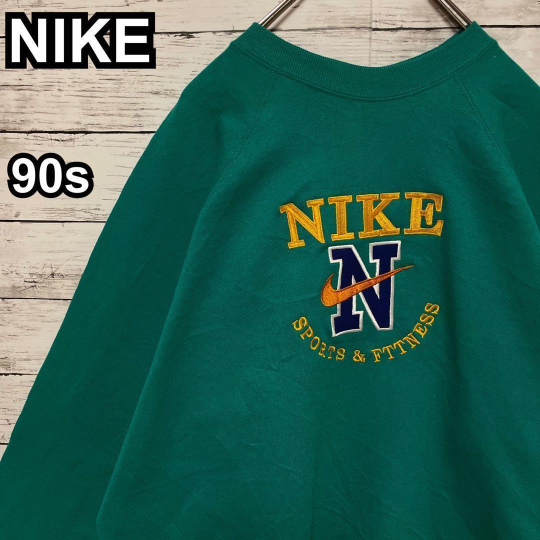 874【人気Lサイズ】ナイキ♤刺繍ビッグロゴ 90s 銀タグ スウェット入手