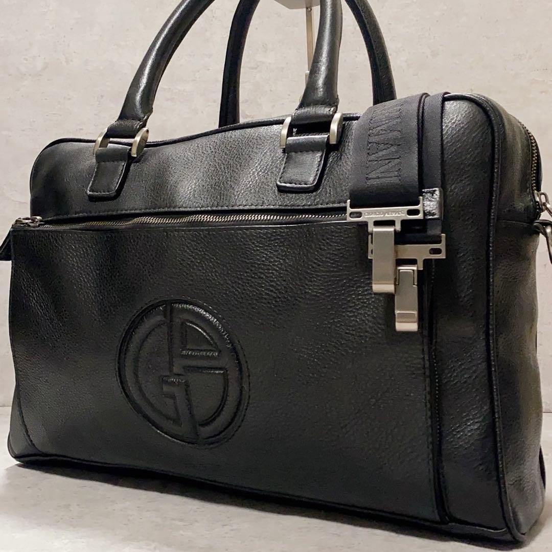 極美品✨ジョルジオアルマーニ トートバッグ 2way 大容量 A4収納 ブラック ジョルジオ アルマーニ｜収納たっぷりの実力派！ダブルストラップで2