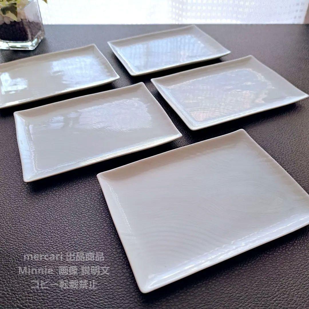 橘吉★たち吉★『白磁木目』長角皿セット★大皿・焼物皿・銘々皿★11pcs★未使用