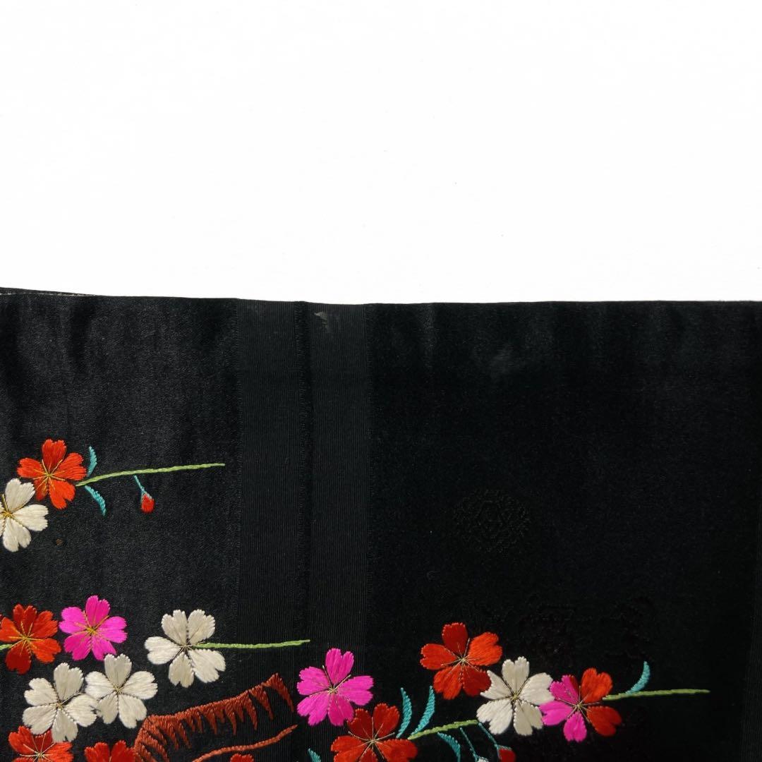 アンティーク 開き名古屋帯 刺繍 打ち出の小槌 鈴 花模様 着物 103a d 日本