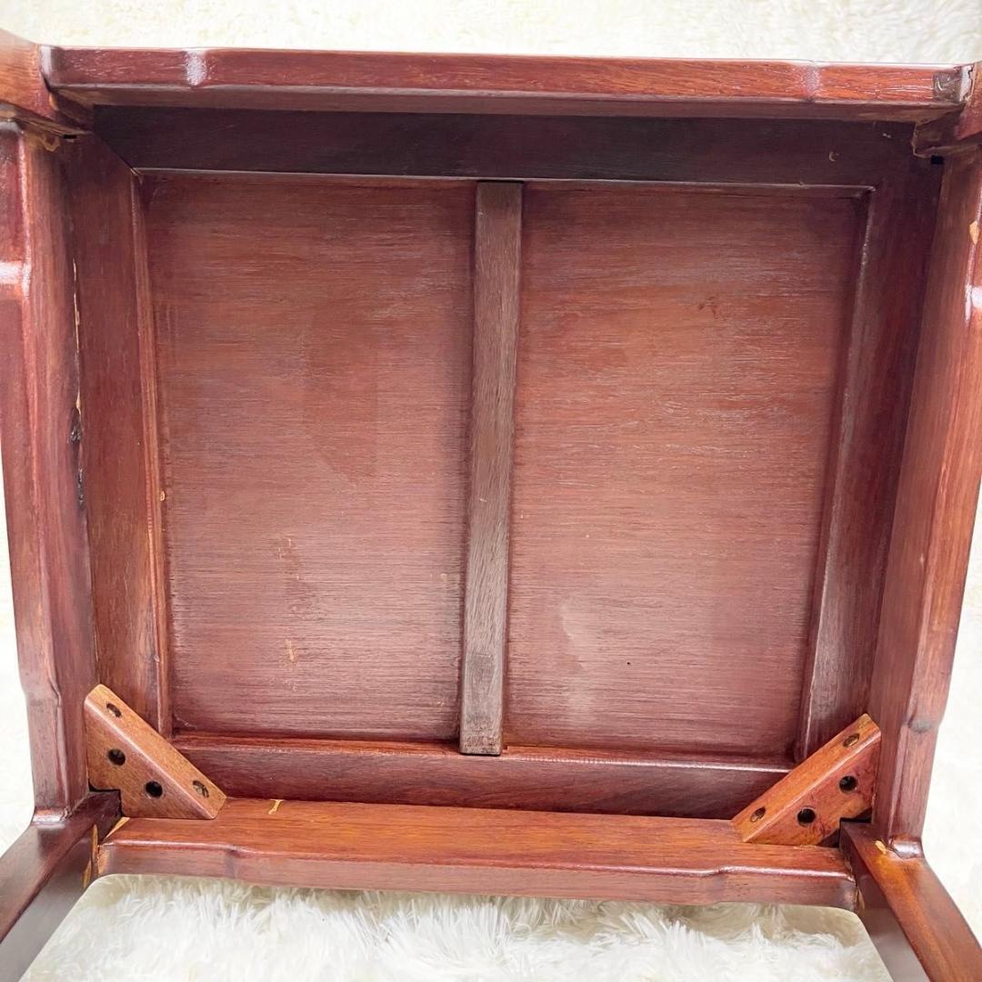 希少】花梨材角 アームチェアー 無垢 透かし彫り 唐木チェア