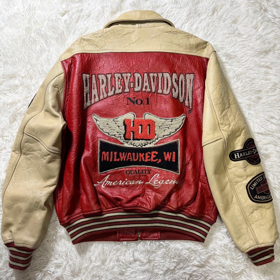 激レア】ハーレーダビッドソン スタジャン オールレザー 羊革 ワッペン