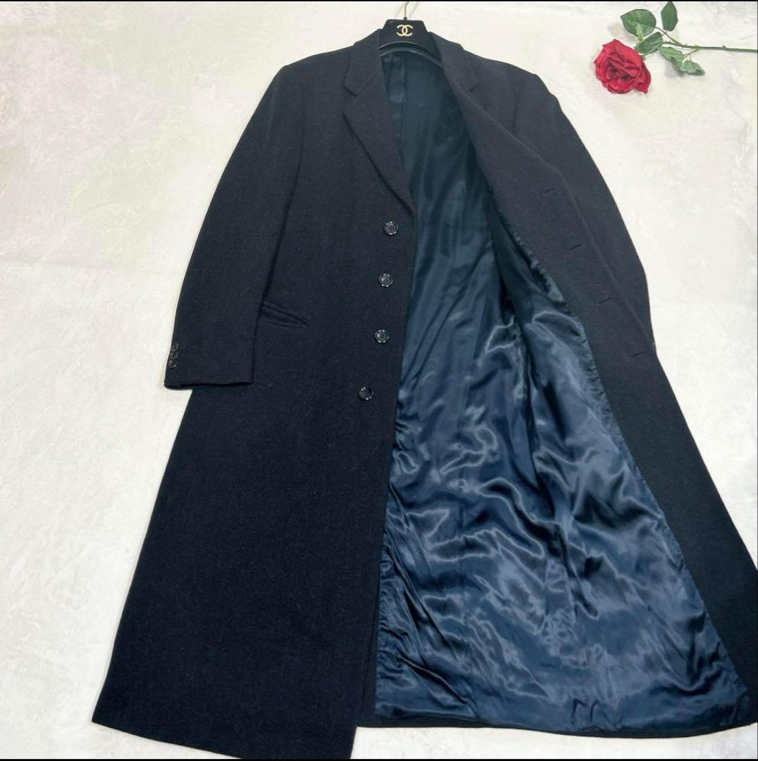 て*ん様 未使用級美品✨　アルマーニ　ロング　チェスターコート　ウール　ブラック