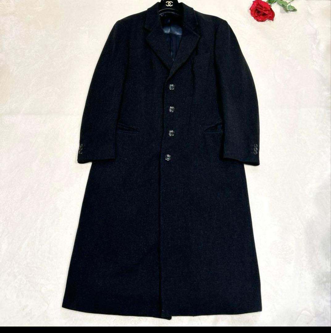 て*ん様 未使用級美品✨　アルマーニ　ロング　チェスターコート　ウール　ブラック