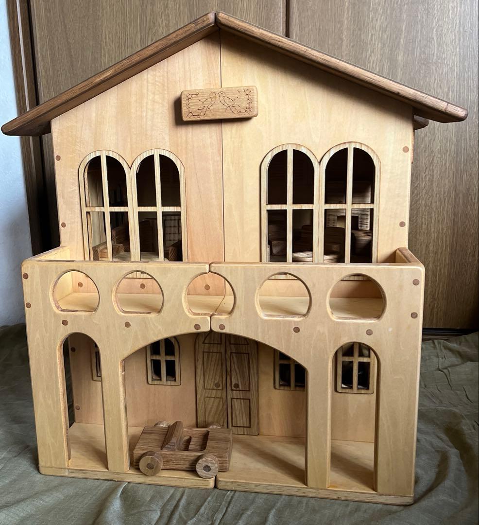 と*こ様 木製2階建てドールハウス 2階建て人形の家 小（完成品）」ドールハウス 木製玩具 ドライ