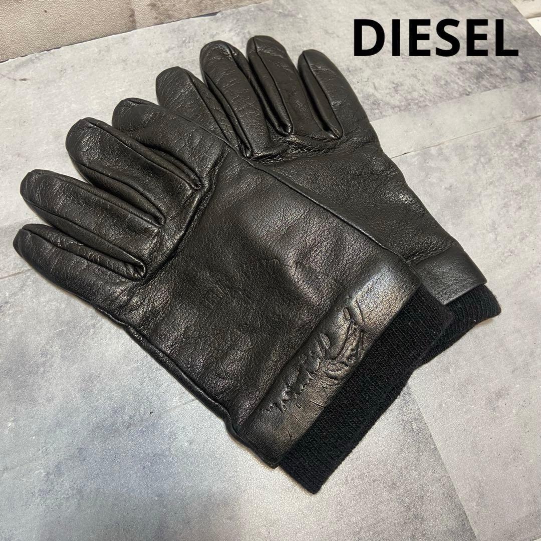 ディーゼル DIESEL⭐️レザーグローブ 手袋 ブラック - メルカリ